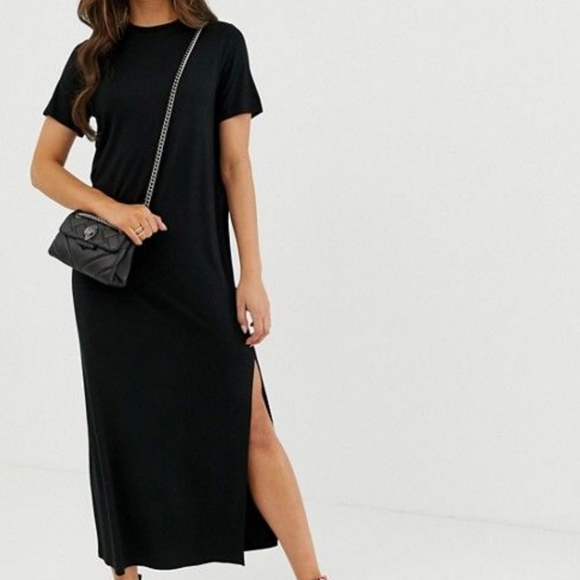 ASOS Maxi T-shirt Dress, Long Slit - Picture 2 of 7